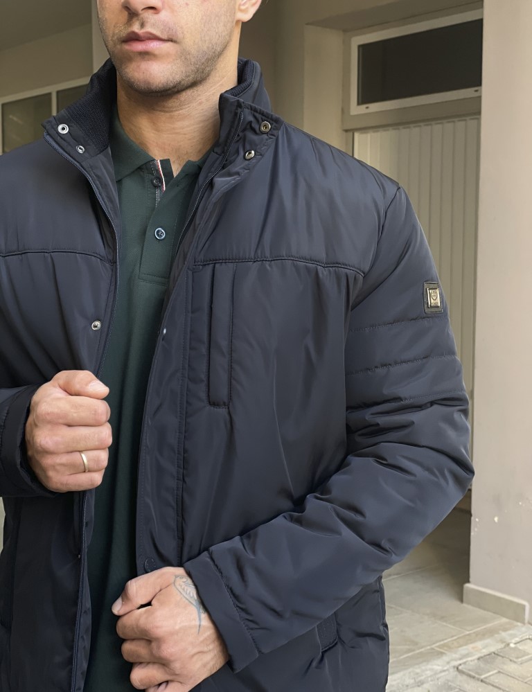 Ανδρικό μπλε μπουφάν με γιακά HM406529B φωτογραφία